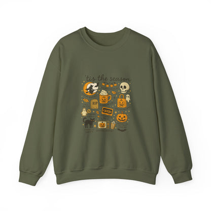 Unisex Heavy Blend™ Halloween Essentials Sweatshirt – Spooky Season Pumpkin Crewneck | mw1016