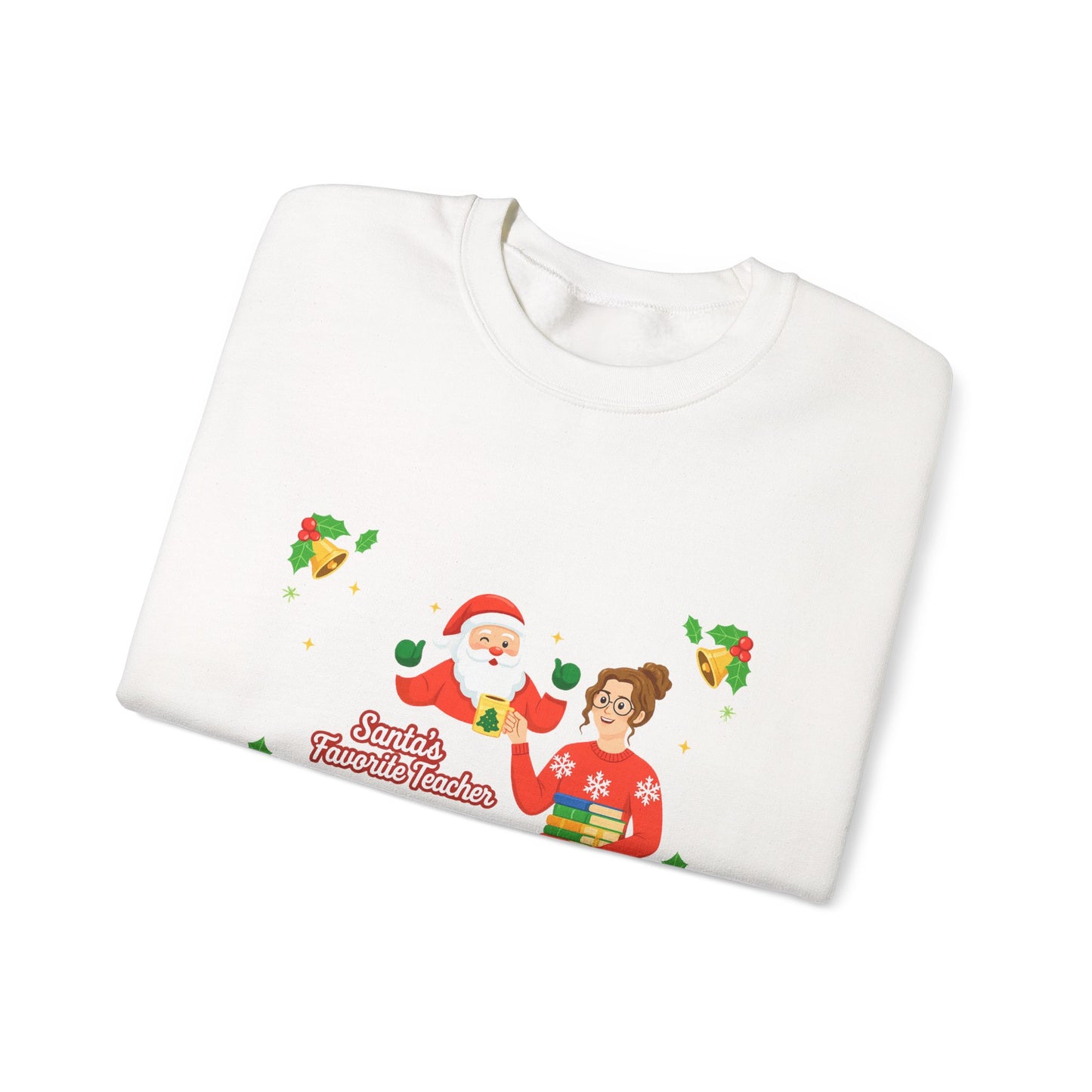 Unisex Heavy Blend™ mw2080 | Santa’s Favorite Teacher Christmas Sweatshirt – Cute Holiday Gift for Teachers, Festive School Pullover Sweater