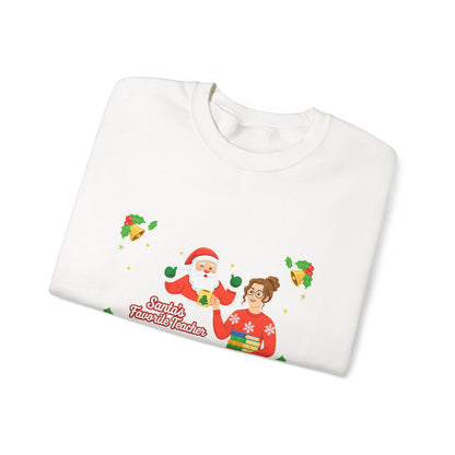 Unisex Heavy Blend™ mw2080 | Santa’s Favorite Teacher Christmas Sweatshirt – Cute Holiday Gift for Teachers, Festive School Pullover Sweater