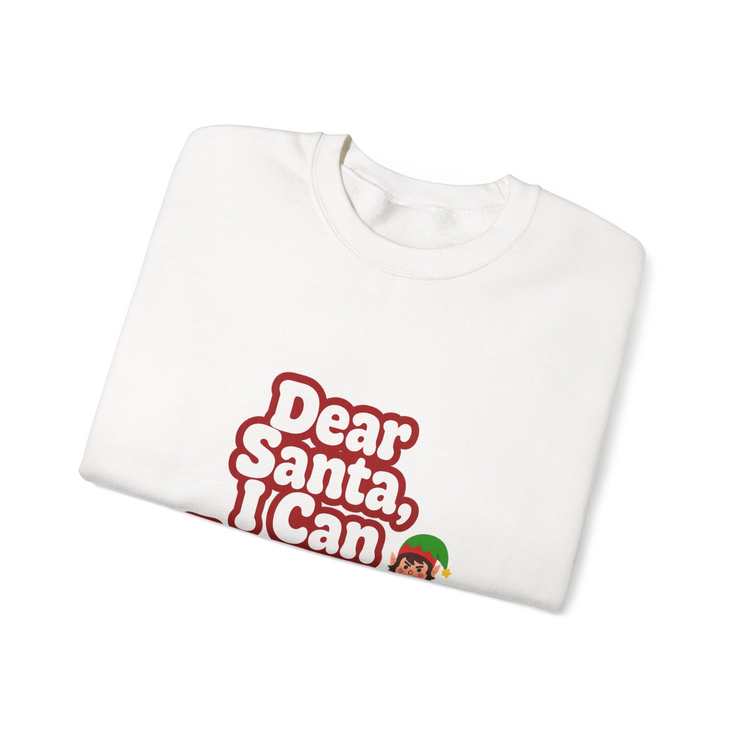 Unisex Heavy Blend™ mw2073 | Dear Santa I Can Explain Sweatshirt – Funny Christmas Elf Crewneck, Cute Holiday Pullover Sweater Gift