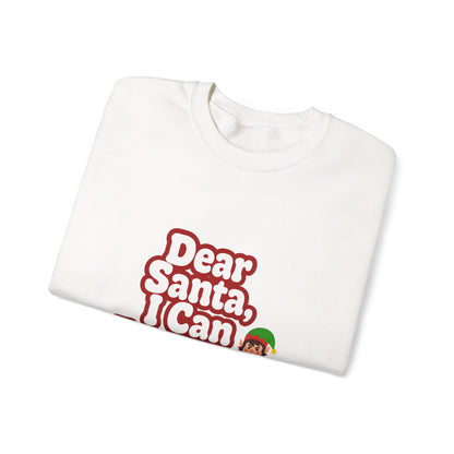 Unisex Heavy Blend™ mw2073 | Dear Santa I Can Explain Sweatshirt – Funny Christmas Elf Crewneck, Cute Holiday Pullover Sweater Gift