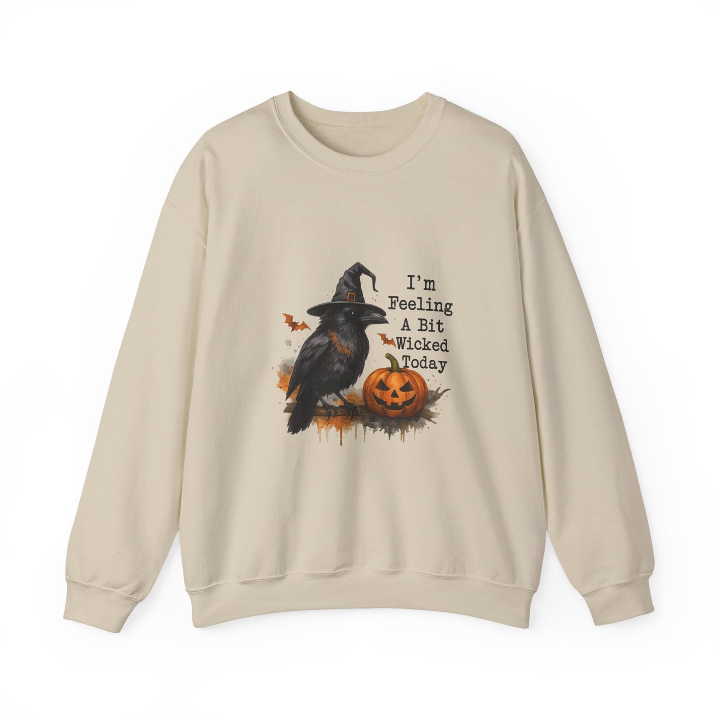 Unisex Heavy Blend™ Halloween Raven Sweatshirt – I’m Feeling Wicked Pumpkin Witch Design | mw1005
