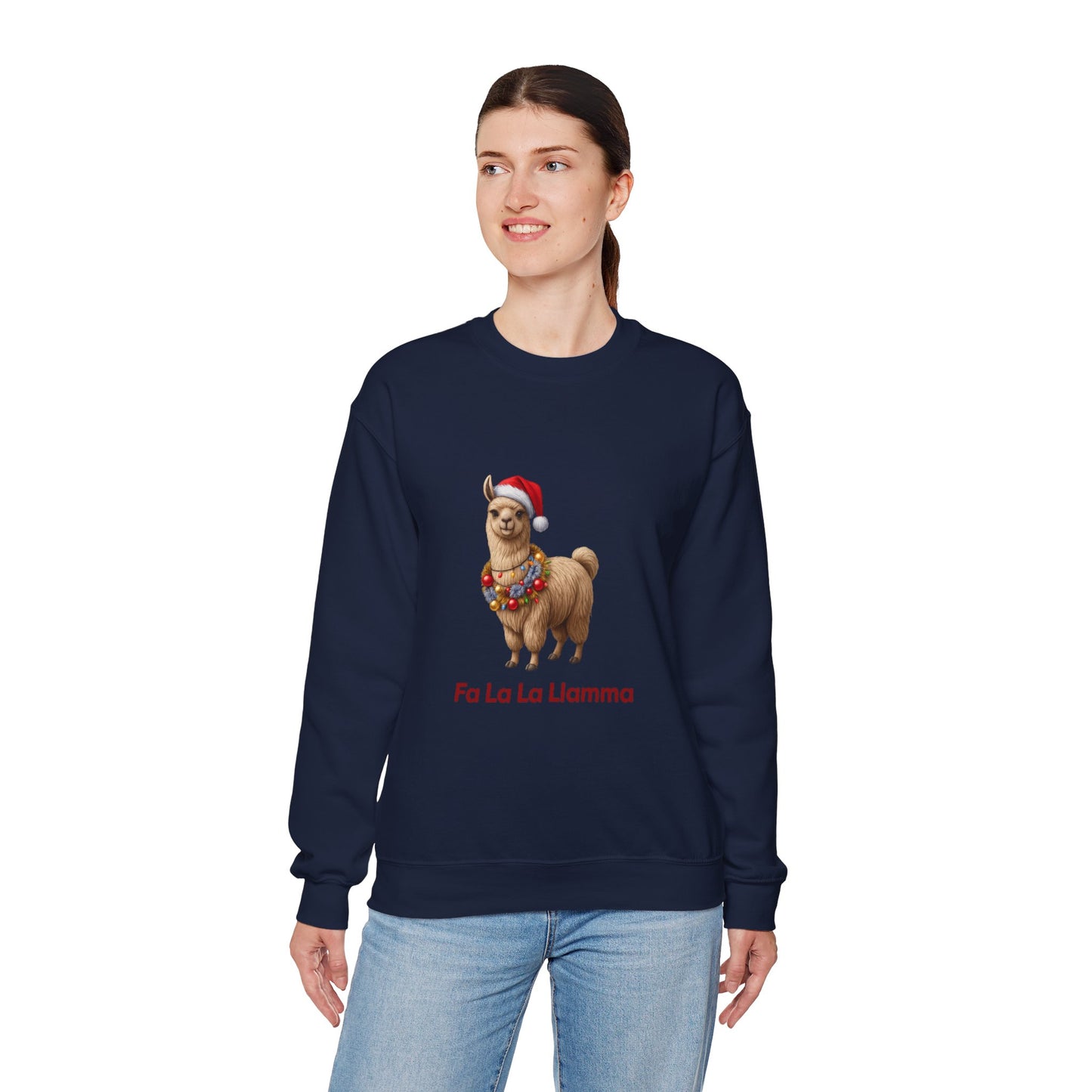 Unisex Heavy Blend™ mw2126 | Fa La La Llama Christmas Sweatshirt – Funny Holiday Llama Crewneck, Cute Festive Xmas Gift