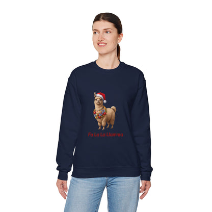 Unisex Heavy Blend™ mw2126 | Fa La La Llama Christmas Sweatshirt – Funny Holiday Llama Crewneck, Cute Festive Xmas Gift