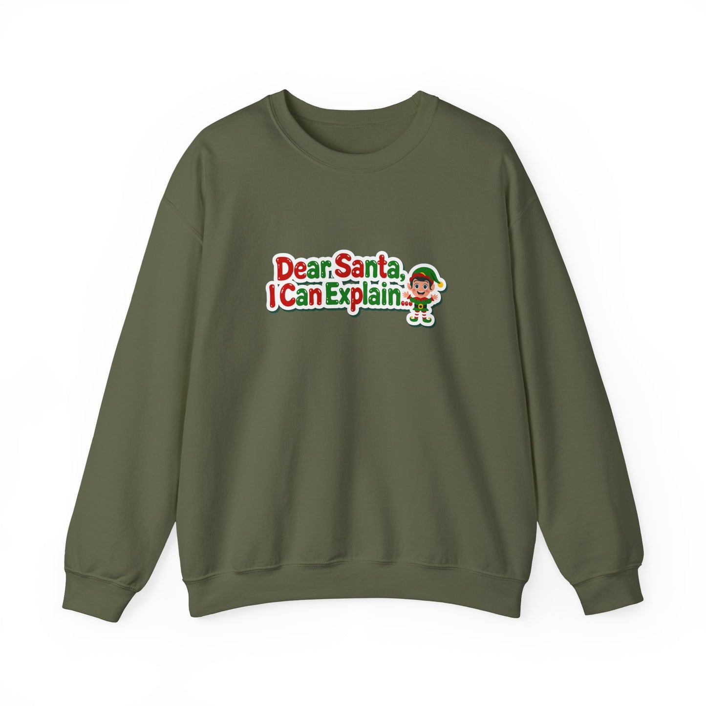 Unisex Heavy Blend™ mw2072 | Dear Santa I Can Explain Sweatshirt – Funny Christmas Elf Holiday Crewneck, Festive Winter Pullover