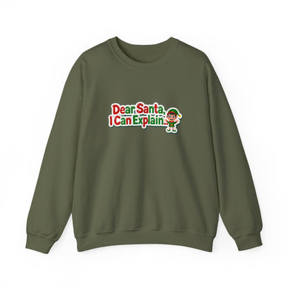Unisex Heavy Blend™ mw2072 | Dear Santa I Can Explain Sweatshirt – Funny Christmas Elf Holiday Crewneck, Festive Winter Pullover