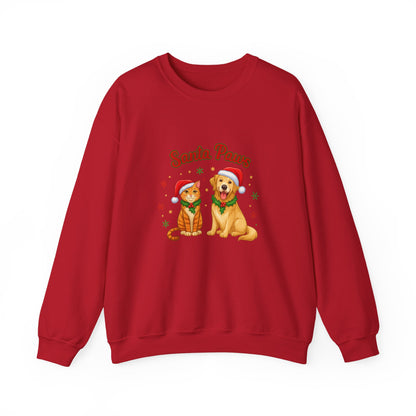 Unisex Heavy Blend™ mw2095 | Santa Paws Christmas Sweatshirt – Cute Cat & Dog Holiday Crewneck, Merry Xmas Gift for Pet Lovers