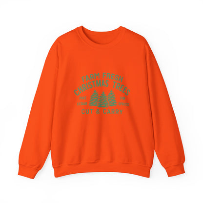 Unisex Heavy Blend™ mw2024 | Farm Fresh Christmas Trees Sweatshirt – Rustic Holiday Pine & Fir Crewneck | Vintage Unisex Winter Gift