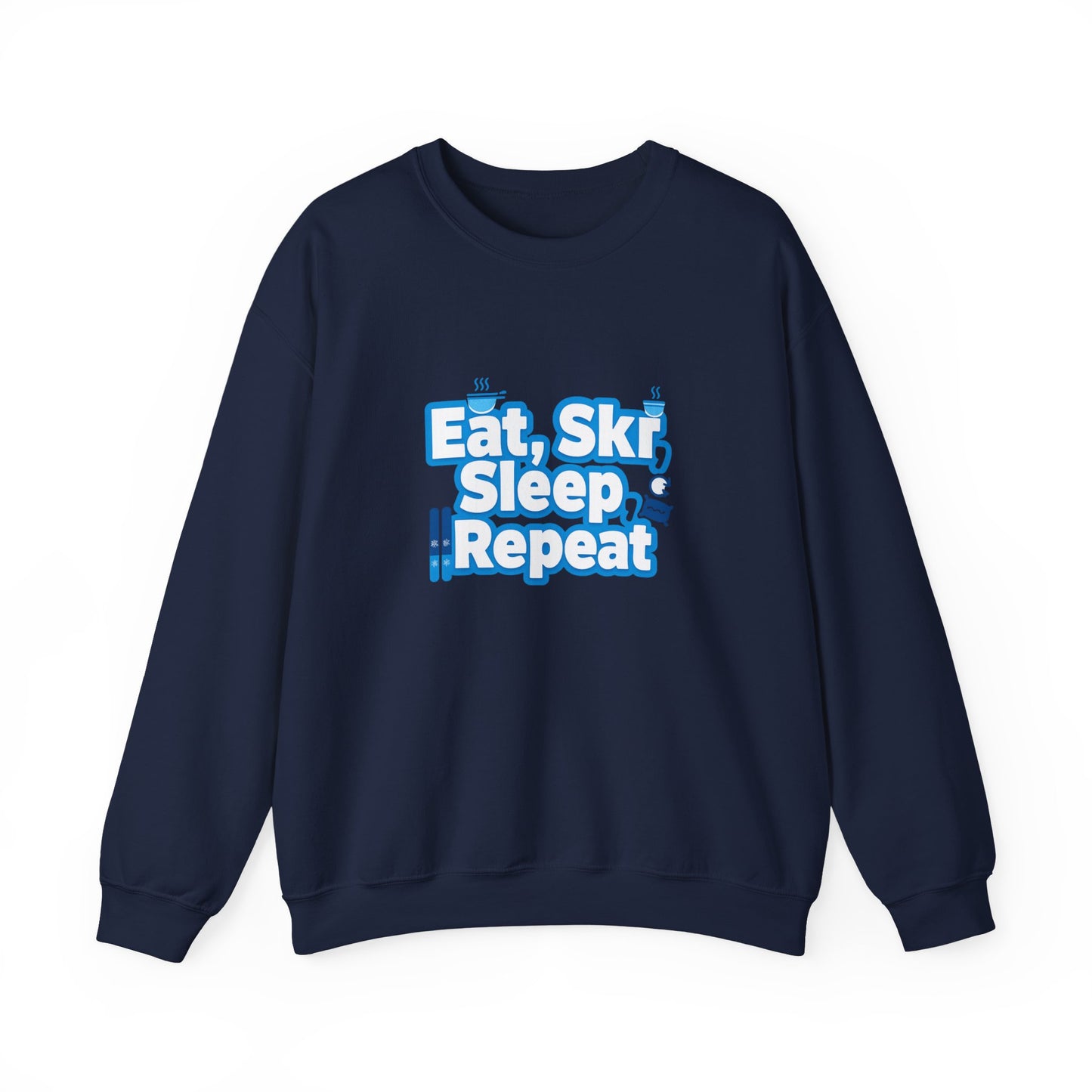 Unisex Heavy Blend™ mw2115 | Eat Ski Sleep Repeat Sweatshirt – Funny Skiing Winter Crewneck, Cozy Snow Sports Gift for Ski Lovers