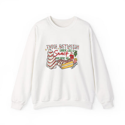 Unisex Heavy Blend™ mw2027 | Torn Between Looking Like a Snack Christmas Sweatshirt – Funny Holiday Crewneck | Cute Unisex Winter Gift