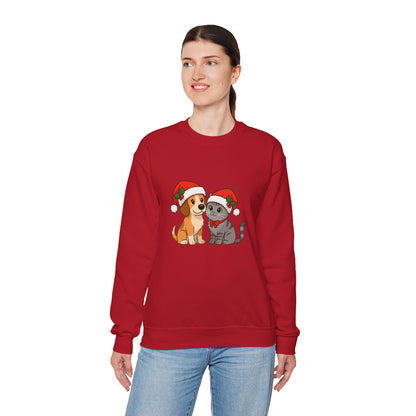 Unisex Heavy Blend™ mw2098 | Santa Paws Dog & Cat Christmas Sweatshirt – Cute Holiday Crewneck, Festive Xmas Gift for Pet Lovers