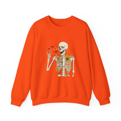 Unisex Heavy Blend™ Floral Skeleton Halloween Sweatshirt – Spooky Fall Vibes Crewneck | mw1019