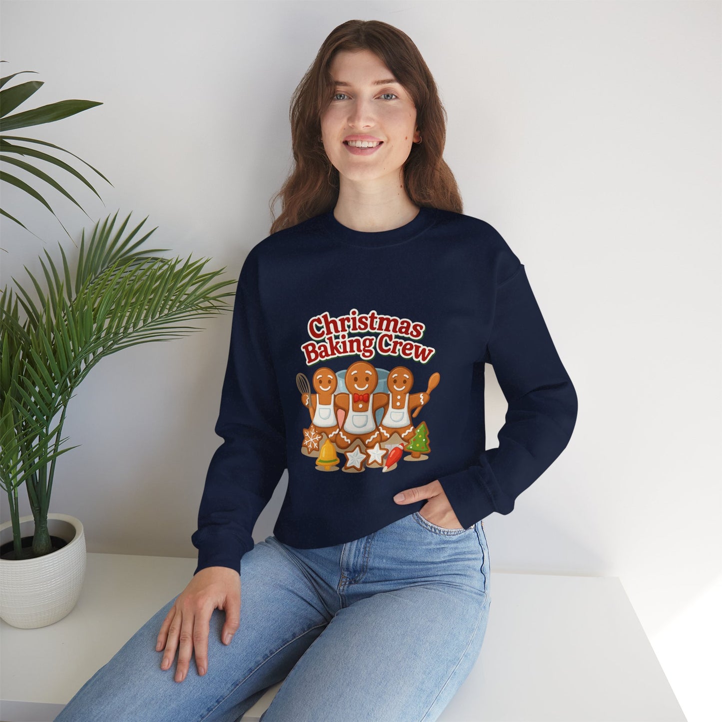 Unisex Heavy Blend™ mw2093 | Christmas Baking Crew Sweatshirt – Cute Gingerbread Cookie Holiday Pullover, Family Christmas Baking Shirt