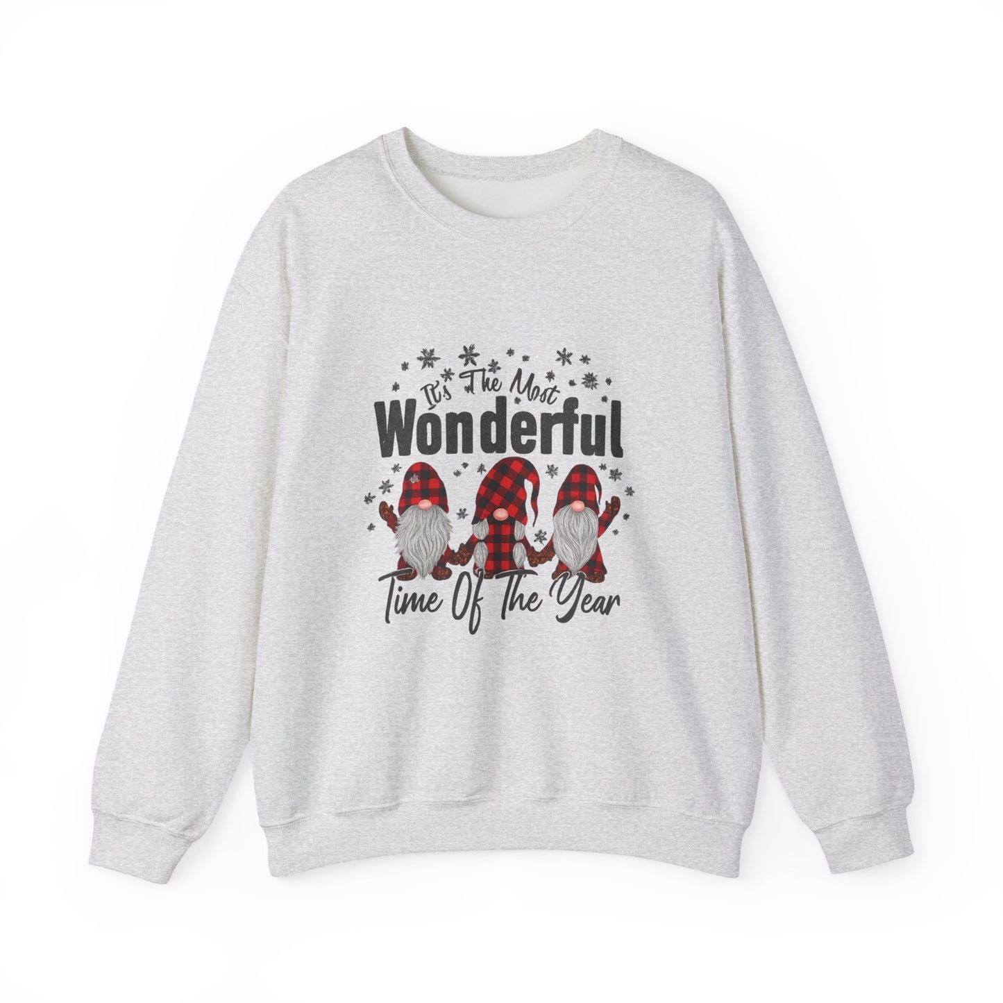 Unisex Heavy Blend™ mw2018 | Most Wonderful Time of the Year Sweatshirt – Christmas Gnome Buffalo Plaid Crewneck | Cozy Unisex Holiday Gift