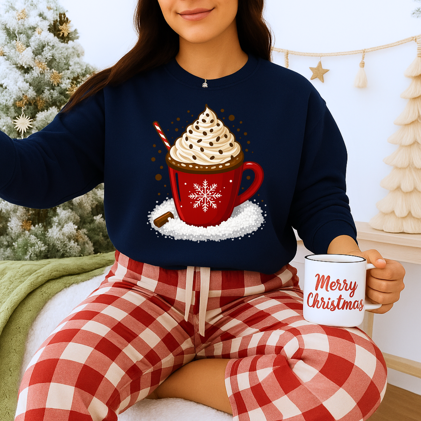 Unisex Heavy Blend™ mw2056 | Hot Cocoa Christmas Sweatshirt – Festive Holiday Mug Crewneck, Winter Hot Chocolate Pullover Sweater