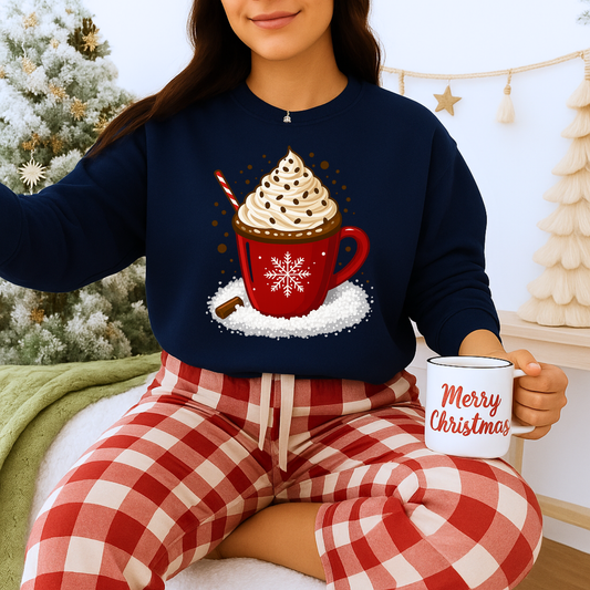 Unisex Heavy Blend™ mw2056 | Hot Cocoa Christmas Sweatshirt – Festive Holiday Mug Crewneck, Winter Hot Chocolate Pullover Sweater