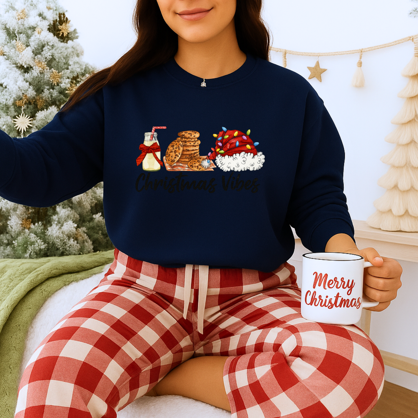 Unisex Heavy Blend™ mw2029 | Christmas Vibes Sweatshirt – Festive Milk & Cookies Holiday Crewneck | Cozy Unisex Winter Gift