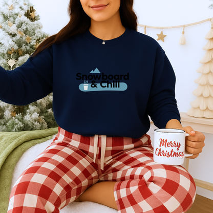 Unisex Heavy Blend™ mw2123 | Snowboard and Chill Sweatshirt – Funny Snowboarding Winter Crewneck, Cozy Gift for Ski & Snowboard Lovers