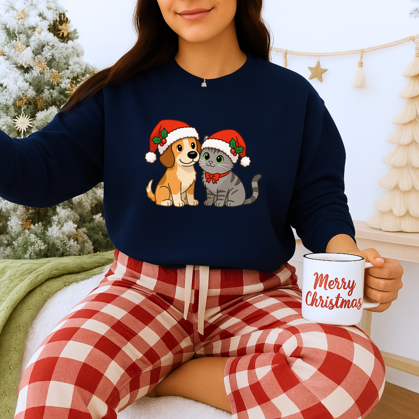 Unisex Heavy Blend™ mw2098 | Santa Paws Dog & Cat Christmas Sweatshirt – Cute Holiday Crewneck, Festive Xmas Gift for Pet Lovers