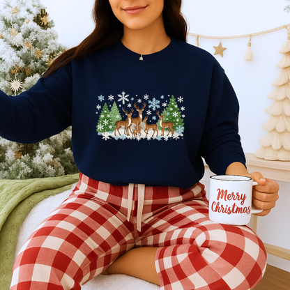 Unisex Heavy Blend™ mw2053 | Reindeer Family Christmas Sweatshirt – Festive Winter Deer Crewneck, Holiday Snowflake Pullover Sweater