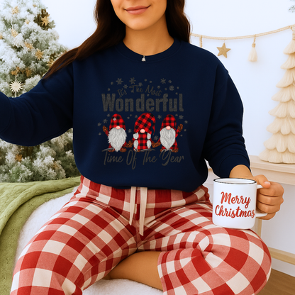 Unisex Heavy Blend™ mw2018 | Most Wonderful Time of the Year Sweatshirt – Christmas Gnome Buffalo Plaid Crewneck | Cozy Unisex Holiday Gift