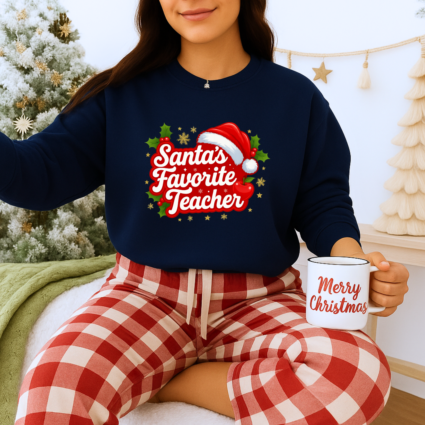 Unisex Heavy Blend™ mw2089 | Santa’s Favorite Teacher Sweatshirt – Cute Christmas Gift for Teachers, Holiday Pullover