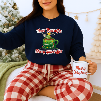 Unisex Heavy Blend™ mw2131 | Have Yourself a Merry Little Coffee Christmas Sweatshirt – Funny Holiday Coffee Lover Crewneck, Festive Xmas Gift
