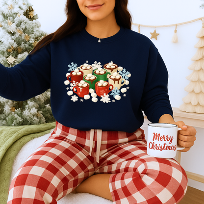 Unisex Heavy Blend™ mw2071 | Hot Cocoa Christmas Sweatshirt – Festive Marshmallow Mug Holiday Crewneck, Winter Hot Chocolate Pullover Sweater
