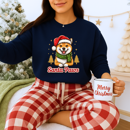 Unisex Heavy Blend™ mw2097 | Santa Paws Shiba Inu Christmas Sweatshirt – Cute Dog Holiday Crewneck, Festive Xmas Gift for Pet Lovers