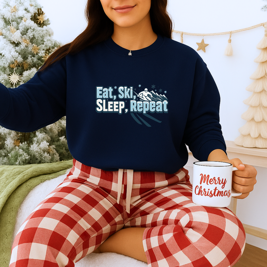 Unisex Heavy Blend™ mw2114 | Eat Ski Sleep Repeat Sweatshirt – Funny Skiing Winter Crewneck, Cozy Snow Sports Gift for Ski Lovers