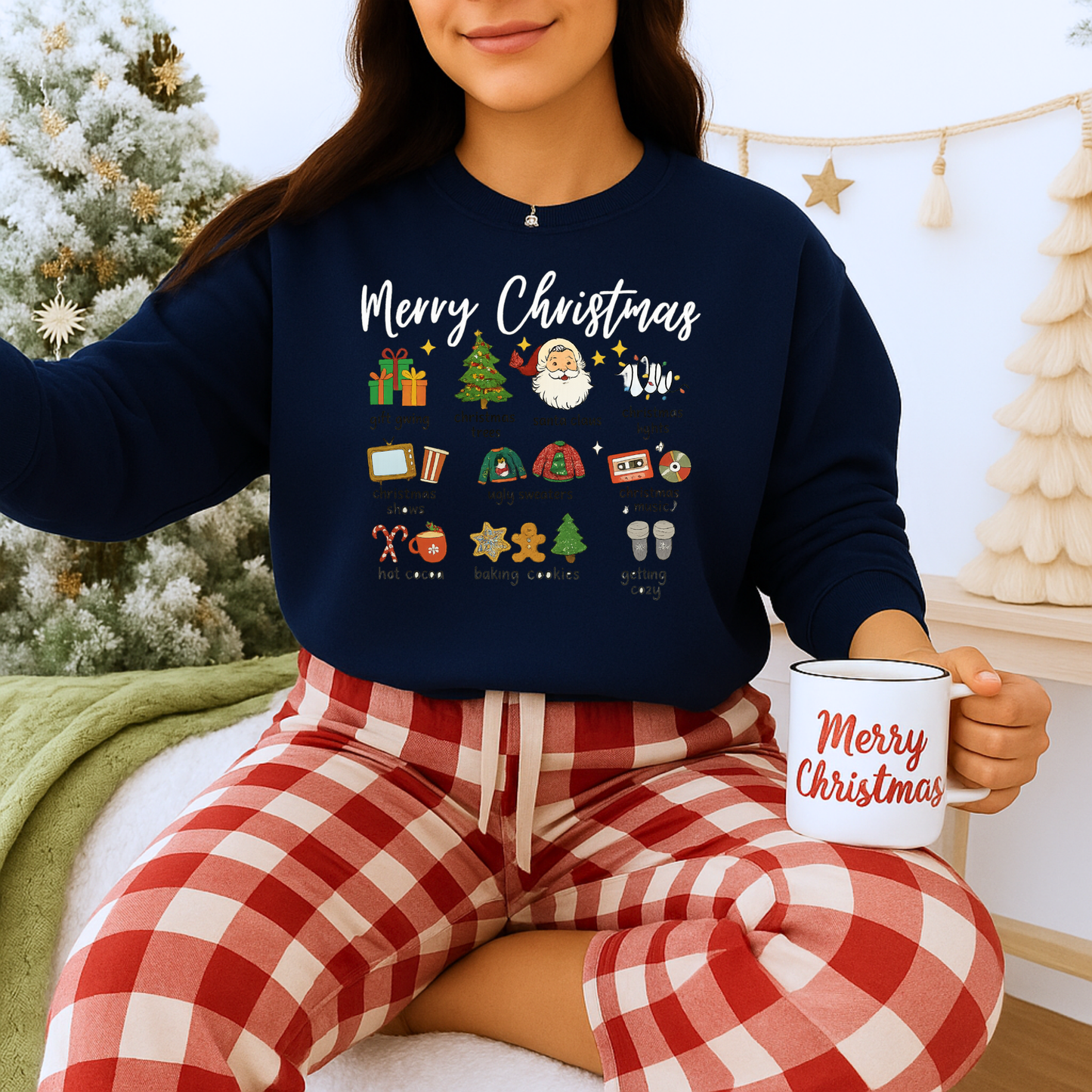 Unisex Heavy Blend™ mw2040 | Merry Christmas Icons Sweatshirt – Red Holiday Crewneck, Xmas Gift & Winter Party Outfit