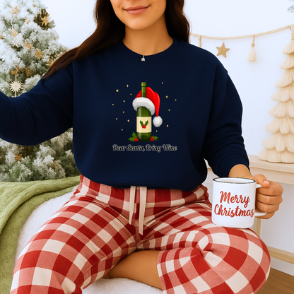 Unisex Heavy Blend™ mw2103 | Dear Santa Bring Wine Christmas Sweatshirt – Funny Holiday Crewneck, Festive Xmas Gift for Wine Lovers