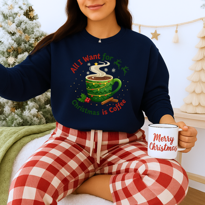 Unisex Heavy Blend™ mw2061 | All I Want for Christmas is Coffee Sweatshirt – Funny Holiday Coffee Lover Crewneck, Festive Winter Pullover