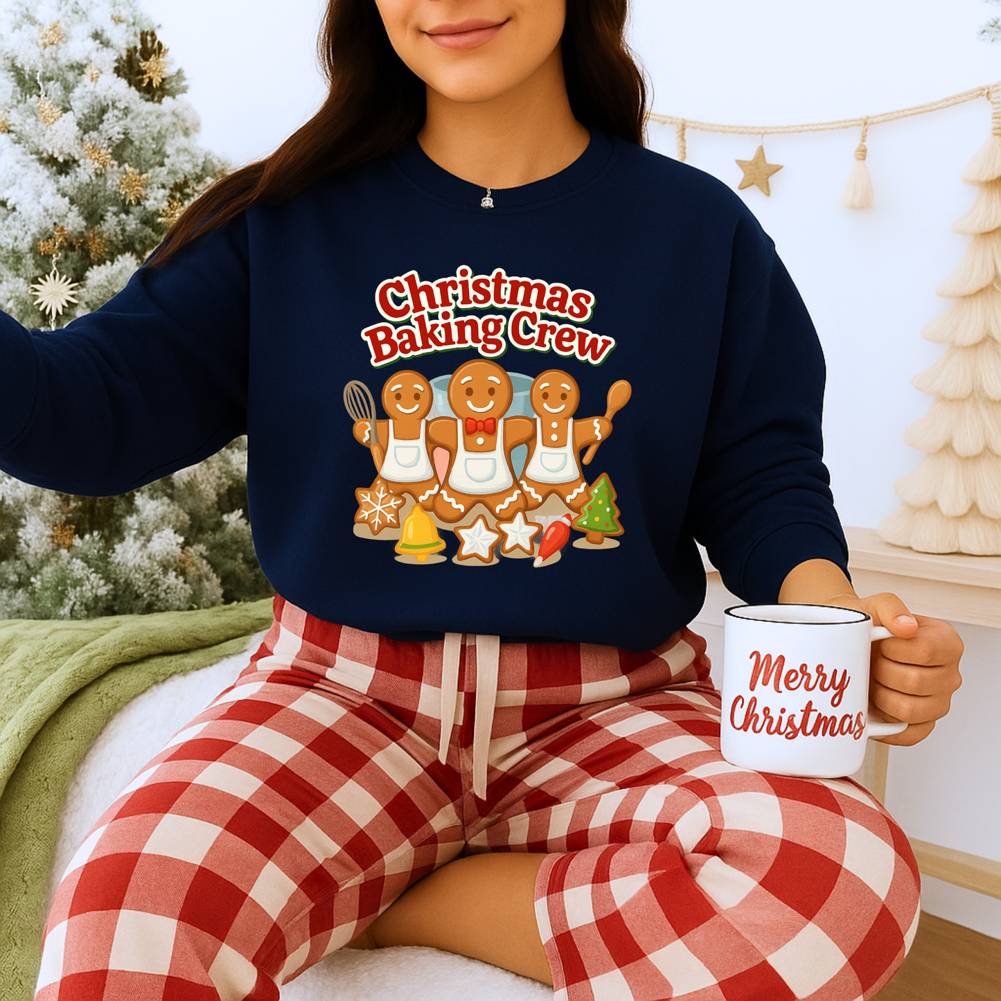 Unisex Heavy Blend™ mw2093 | Christmas Baking Crew Sweatshirt – Cute Gingerbread Cookie Holiday Pullover, Family Christmas Baking Shirt