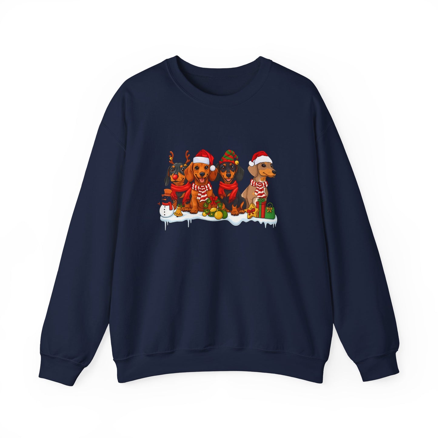 Unisex Heavy Blend™ mw2011 | Dachshund Christmas Sweatshirt – Cute Sausage Dog Holiday Crewneck | Funny Unisex Winter Gift