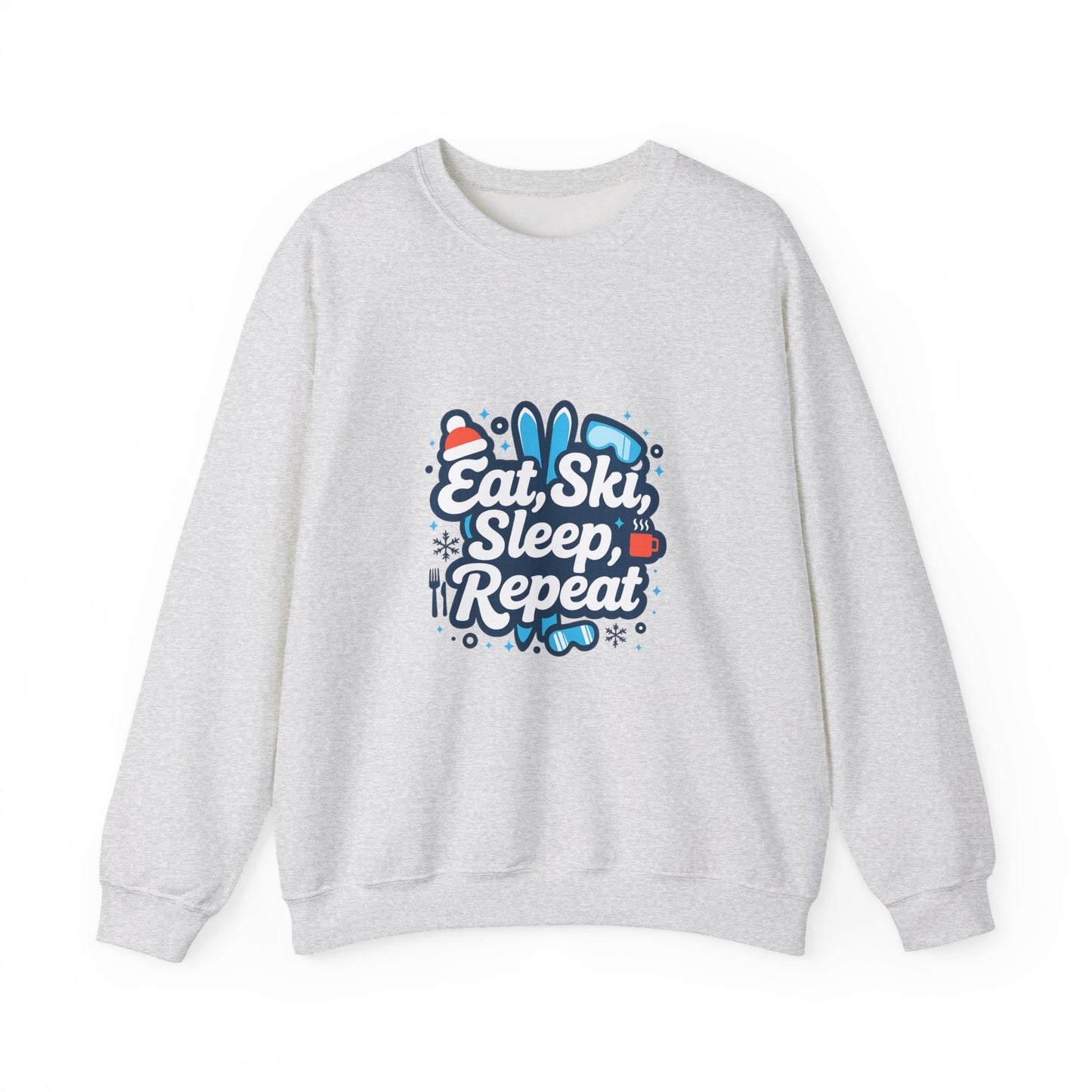 Unisex Heavy Blend™ mw2113 | Eat Ski Sleep Repeat Sweatshirt – Funny Skiing Winter Crewneck, Cozy Snow Sports Gift for Ski Lovers