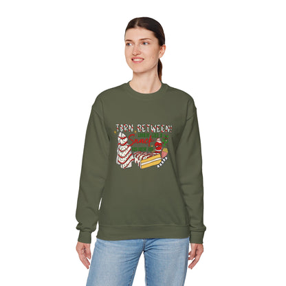 Unisex Heavy Blend™ mw2027 | Torn Between Looking Like a Snack Christmas Sweatshirt – Funny Holiday Crewneck | Cute Unisex Winter Gift