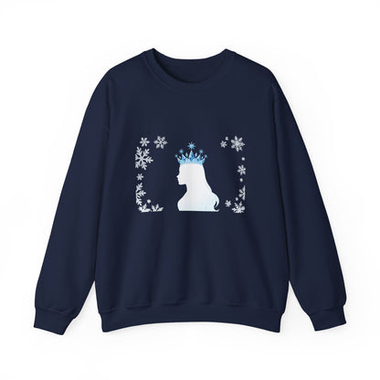 Unisex Heavy Blend™ mw2140 | Ice Queen Silhouette Sweatshirt – Elegant Snowflake Winter Crown Crewneck, Cozy Holiday Gift