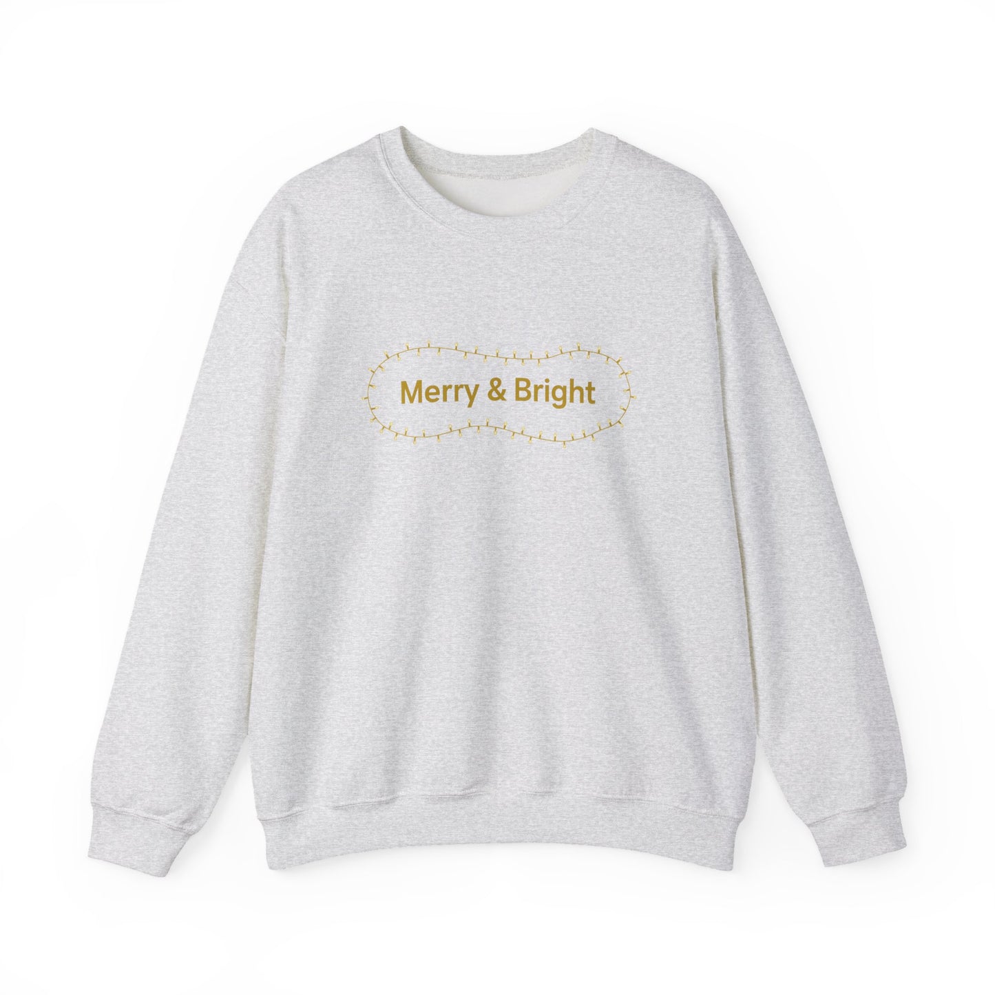 Unisex Heavy Blend™ mw2064 | Merry & Bright Christmas Sweatshirt – Minimalist Holiday Lights Crewneck, Festive Winter Pullover Sweater