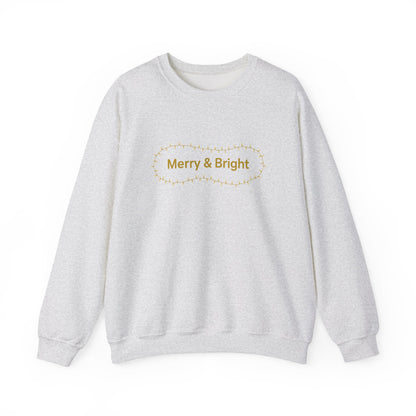 Unisex Heavy Blend™ mw2064 | Merry & Bright Christmas Sweatshirt – Minimalist Holiday Lights Crewneck, Festive Winter Pullover Sweater