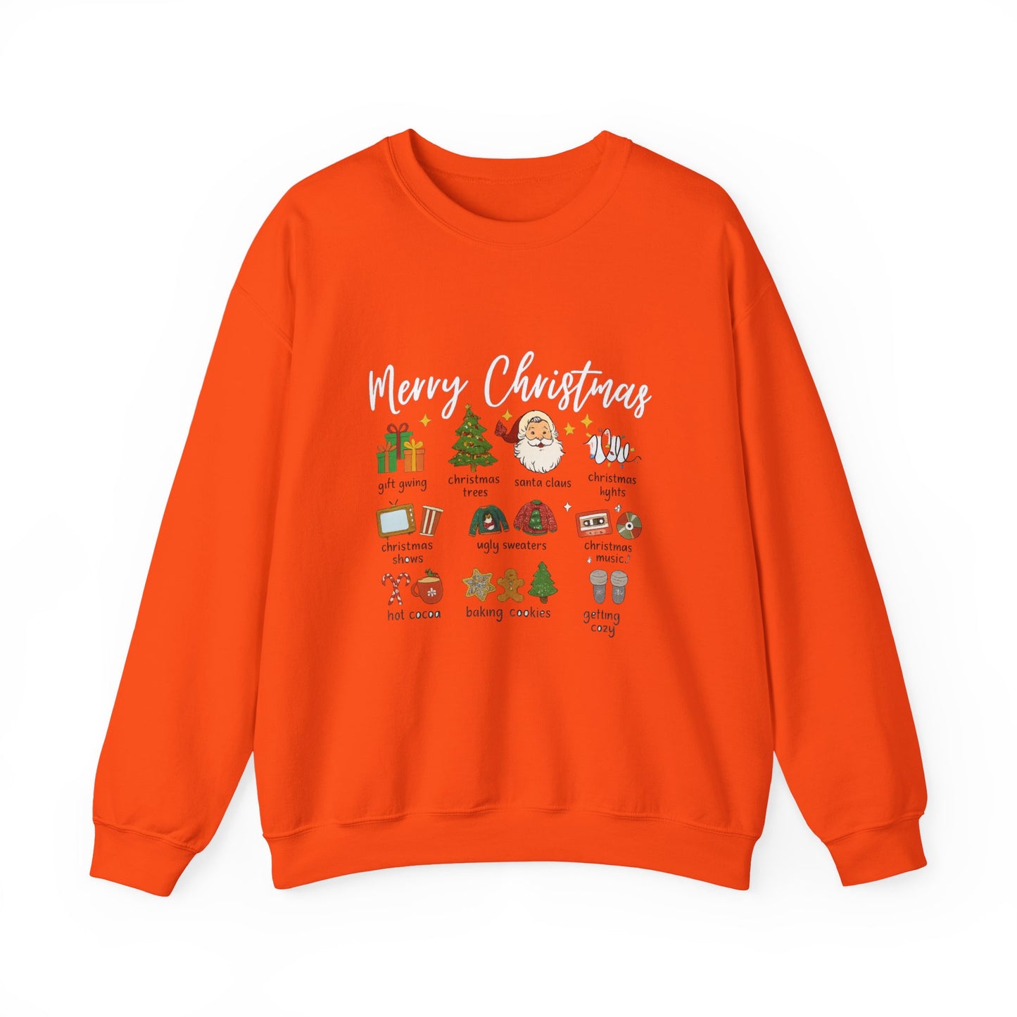 Unisex Heavy Blend™ mw2040 | Merry Christmas Icons Sweatshirt – Red Holiday Crewneck, Xmas Gift & Winter Party Outfit