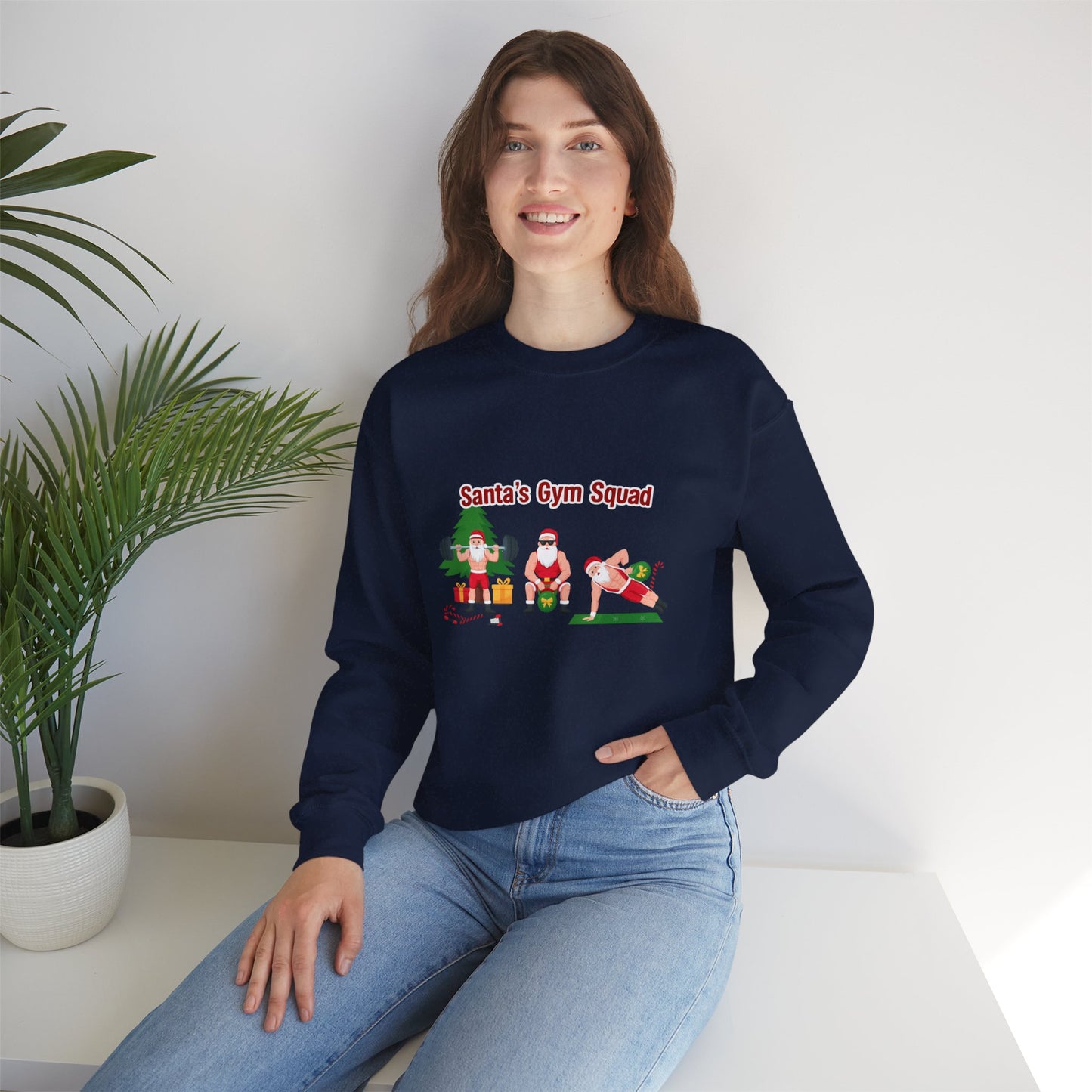 Unisex Heavy Blend™ mw2129 | Santa’s Gym Squad Christmas Sweatshirt – Funny Workout Holiday Crewneck, Festive Fitness Xmas Gift