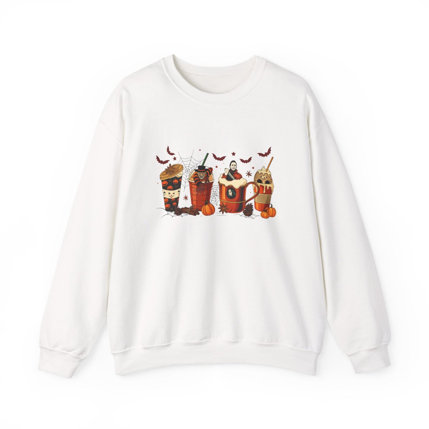 Unisex Heavy Blend™ Halloween Coffee Sweatshirt – Spooky Season Pumpkin Latte Crewneck | mw1012