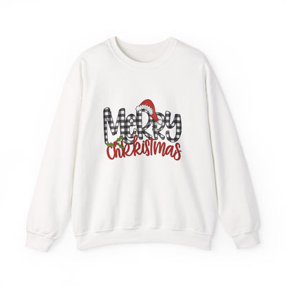 Unisex Heavy Blend™ mw2037 | Merry Christmas Sweatshirt – Buffalo Plaid Santa Hat Holiday Crewneck | Cozy Unisex Winter Gift