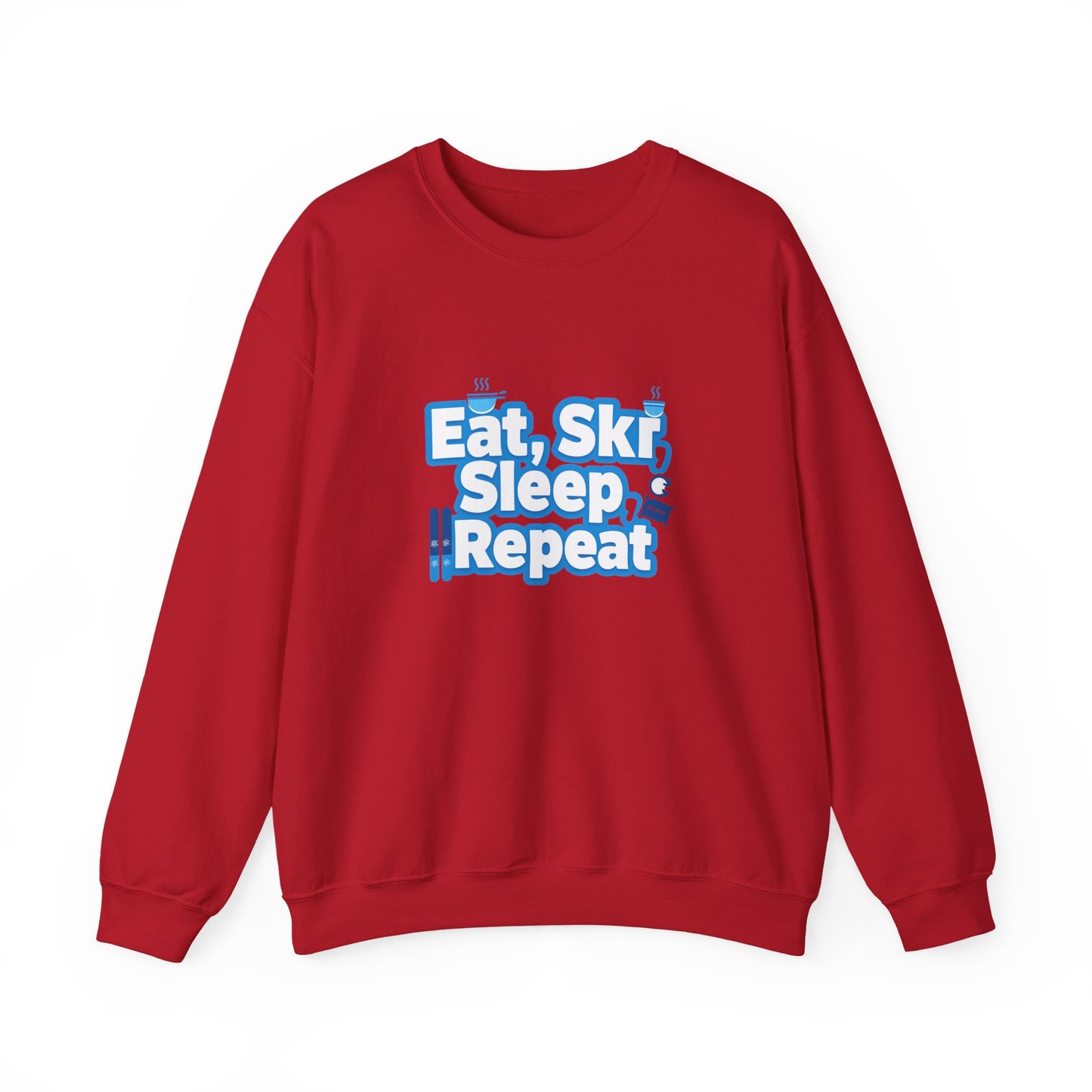 Unisex Heavy Blend™ mw2115 | Eat Ski Sleep Repeat Sweatshirt – Funny Skiing Winter Crewneck, Cozy Snow Sports Gift for Ski Lovers