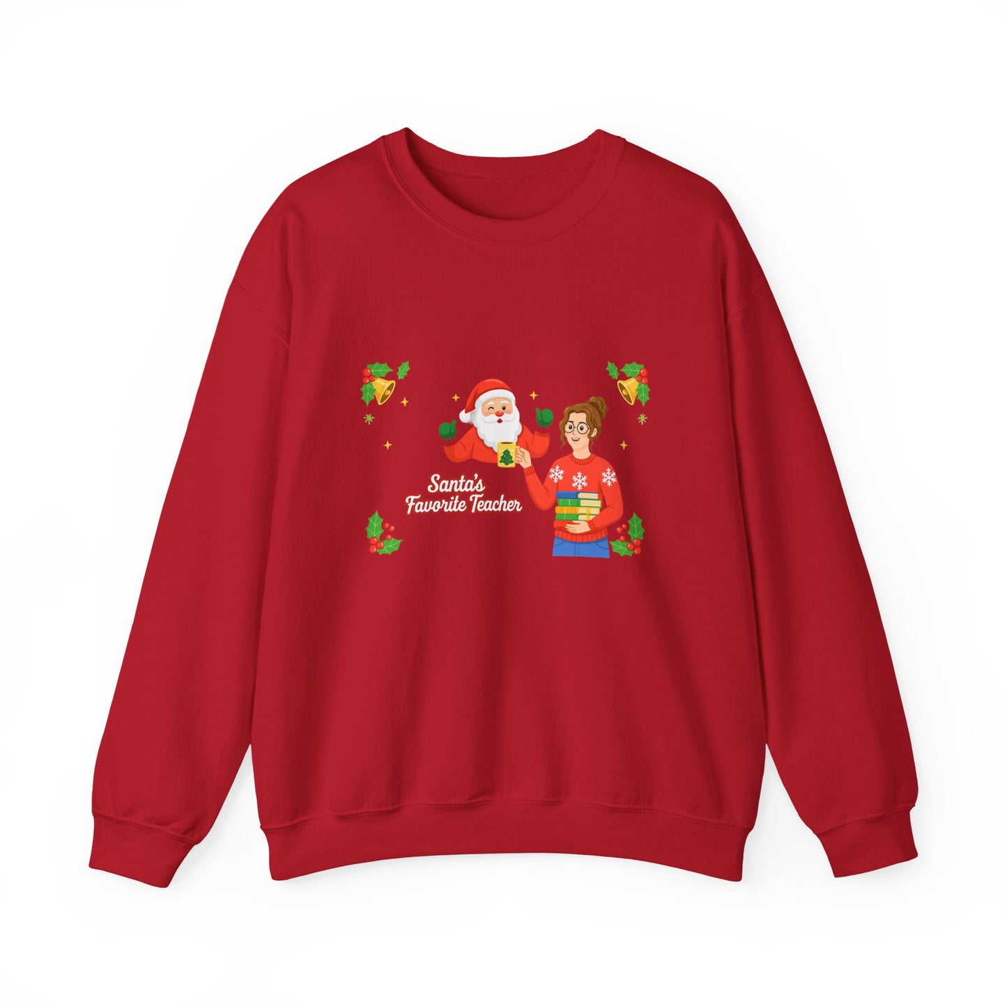Unisex Heavy Blend™ mw2080 | Santa’s Favorite Teacher Christmas Sweatshirt – Cute Holiday Gift for Teachers, Festive School Pullover Sweater