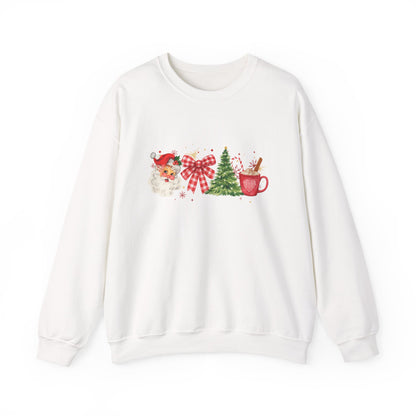 Unisex Heavy Blend™ mw2050 | Vintage Christmas Sweatshirt – Retro Santa Tree Hot Cocoa Pullover, Festive Holiday Crewneck Sweater