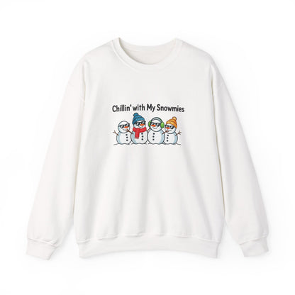 Unisex Heavy Blend™ mw2111 | Chillin’ With My Snowmies Christmas Sweatshirt – Funny Snowman Holiday Crewneck, Cute Winter Xmas Gift