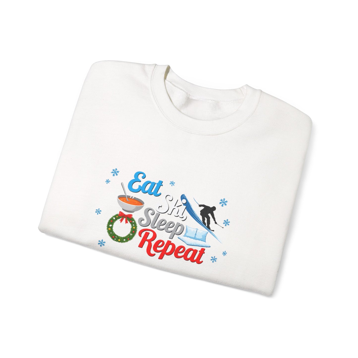 Unisex Heavy Blend™ mw2116 | Eat Ski Sleep Repeat Sweatshirt – Funny Skiing Winter Crewneck, Cozy Snow Sports Gift for Ski Lovers