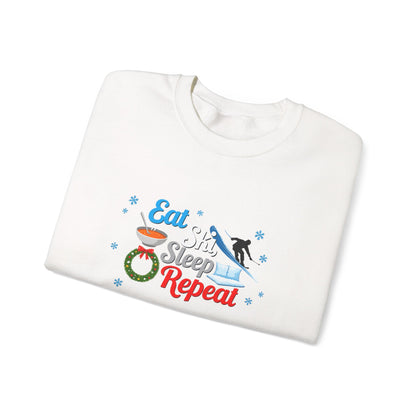 Unisex Heavy Blend™ mw2116 | Eat Ski Sleep Repeat Sweatshirt – Funny Skiing Winter Crewneck, Cozy Snow Sports Gift for Ski Lovers